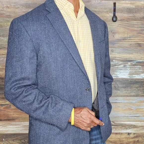 Jos. A. Bank 1905 Tweed Tailored Fit Wool Dual Vent Plaid Jacket Blazer 43R - Picture 5 of 11